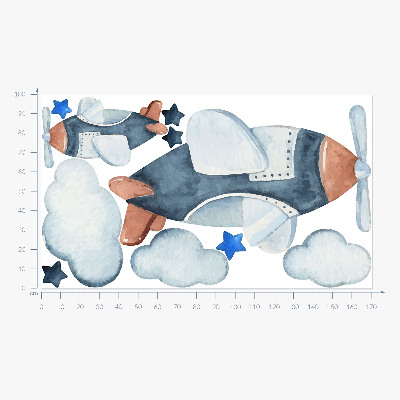 Wandtattoo 100x171 Pastellfarbene Flugzeuge auf einem Aquarellhintergrund