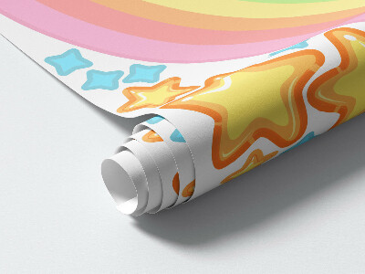 Wandtattoo 100x179 Buntes Einhorn am Regenbogenhimmel