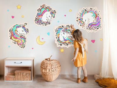 Wandtattoo 100x139 Bunte, bezaubernde Einhörner mit Sternen und Mond