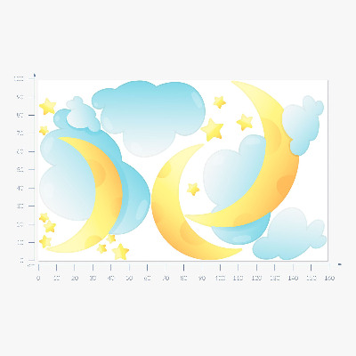 Wandtattoo 100x160 Nachthimmel mit dezentem Mond und Sternen