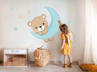 Wandtattoo 100x110 Ein süßer Teddybär vor dem Hintergrund des Mondes und der Sterne