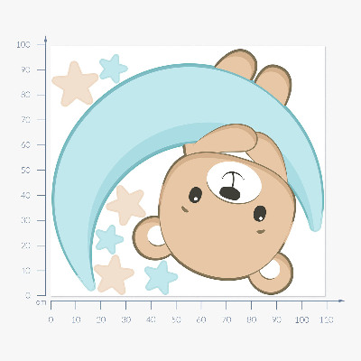 Wandtattoo 100x110 Ein süßer Teddybär vor dem Hintergrund des Mondes und der Sterne