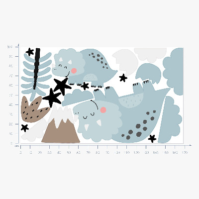 Wandtattoo 100x169 Dinosaurier in pastellfarbener Vegetation