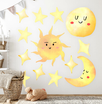 Wandsticker 100x149 Aquarellhimmel mit Sternen und Pastelltönen