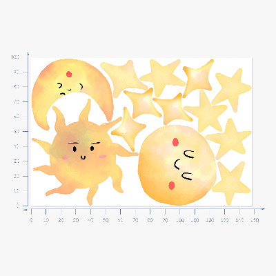 Wandsticker 100x149 Aquarellhimmel mit Sternen und Pastelltönen