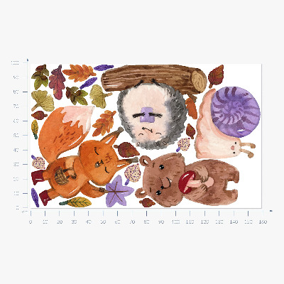 Wandsticker 100x160 Waldtiere in herbstlichen Aquarelltönen