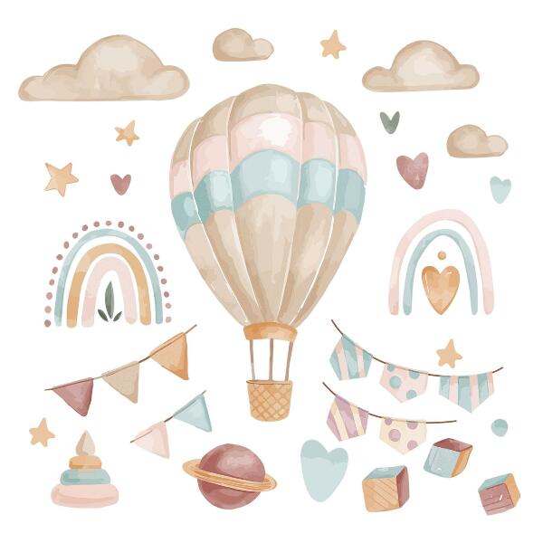 Wandsticker 100x141 Boho-Aquarell-Pastellmuster