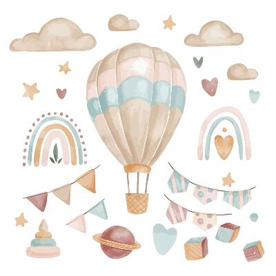 Wandsticker 100x141 Boho-Aquarell-Pastellmuster