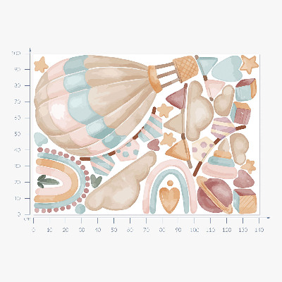 Wandsticker 100x141 Boho-Aquarell-Pastellmuster