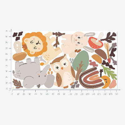 Wandsticker 100x182 Bezauberndes Tiermuster im Boho-Stil