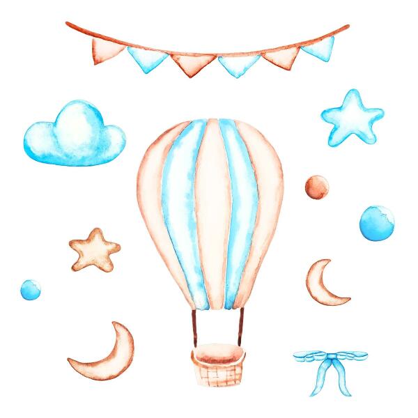 Wandsticker 100x149 Pastellfarbene Boho-Akzente in einer Aquarellversion