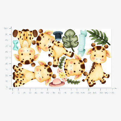Wandsticker 100x169 Pastellgiraffen im Aquarell-Safari-Stil