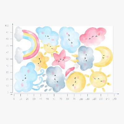 Wandsticker 100x148 Naturpastellhimmelmotive im Aquarellstil