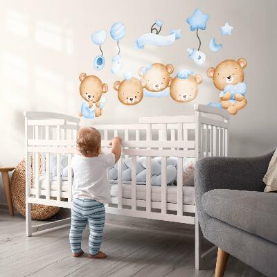 Wandsticker 100x139 Pastellfarbene Teddybären in bezauberndem Stil