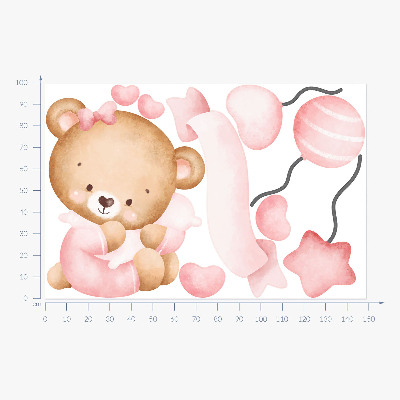 Wandsticker 100x149 Ein süßer Teddybär im zarten Aquarellstil