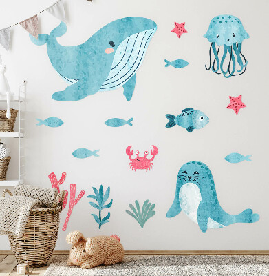 Wandsticker 100x182 Ein Meeresparadies im Aquarellstil