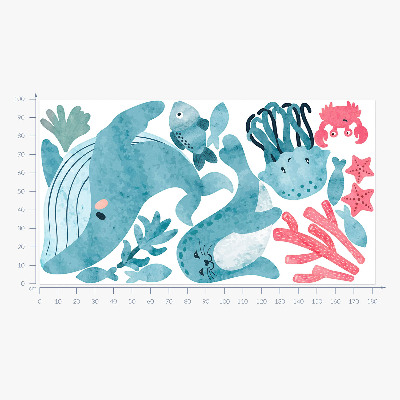 Wandsticker 100x182 Ein Meeresparadies im Aquarellstil