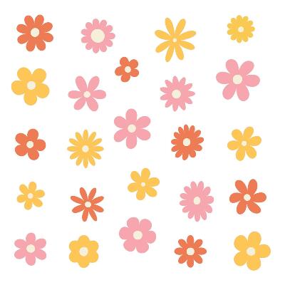 Wandsticker 100x140 Pastellfarbene Blumenakzente in einer fröhlichen Variante