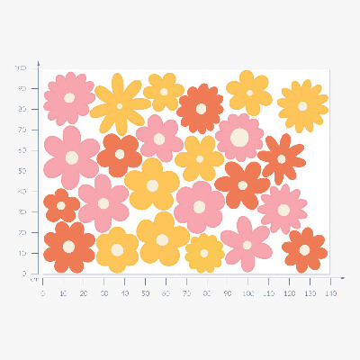 Wandsticker 100x140 Pastellfarbene Blumenakzente in einer fröhlichen Variante