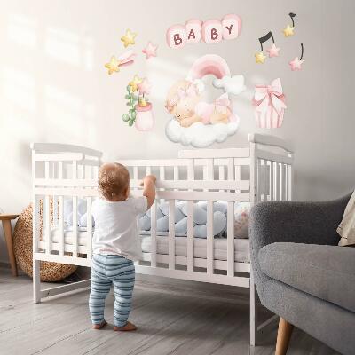 Wandsticker 100x142 Pastellfarbene Aquarelldekorationen für eine kleine Prinzessin
