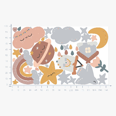 Wandsticker 100x165 Boho in Pastelltönen von Himmel und Raum