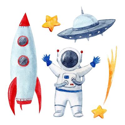 Wandsticker 100x170 Kosmische Aquarelle in Pastelltönen