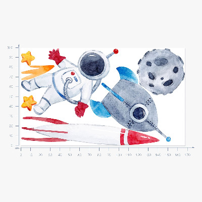 Wandsticker 100x168 Weltraumpastellmuster mit Astronauten und Raketen