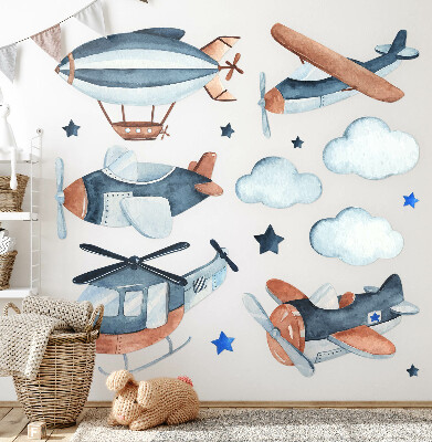 Wandsticker 100x142 Pastell-Luft-Transportmittel-Aquarell