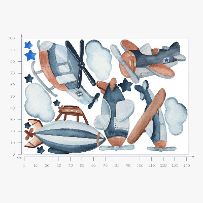 Wandsticker 100x142 Pastell-Luft-Transportmittel-Aquarell