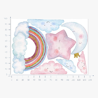 Wandsticker 100x137 Pastellfarbener magischer Himmel im Aquarellstil