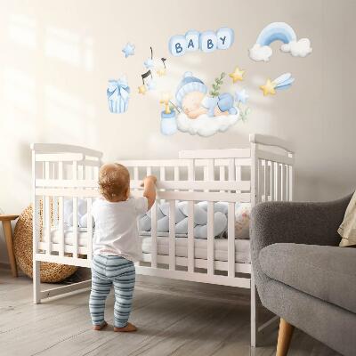 Wandsticker 100x161 Pastellfarbene Aquarelldekorationen für einen Jungen