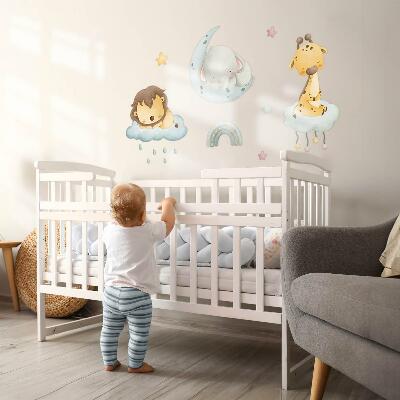 Wandsticker 100x152 Niedliche Tiere in einem pastellfarbenen Himmel