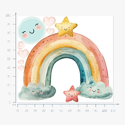 Wandaufkleber 100x110 Pastellfarbener Regenbogen mit Sternen in der Natur