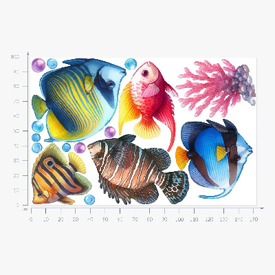 Wandaufkleber 100x152 Die Unterwasserwelt der bunten Aquarellfische
