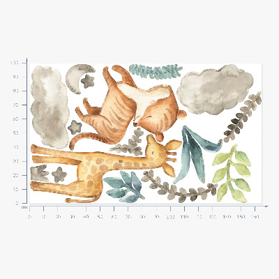 Wandaufkleber 100x165 Pflanzen und Safari in Pastelltönen
