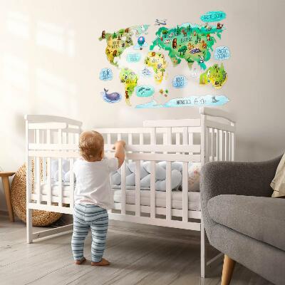 Wandaufkleber 100x156 Bunte Weltkarte mit Kontinenten und Natur