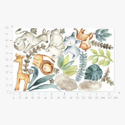Wandaufkleber 100x158 Entzückende Tiere im pastellfarbenen Boho-Stil