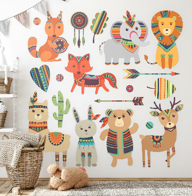 Wandaufkleber 100x121 Boho-Tier-Pastellillustrationen