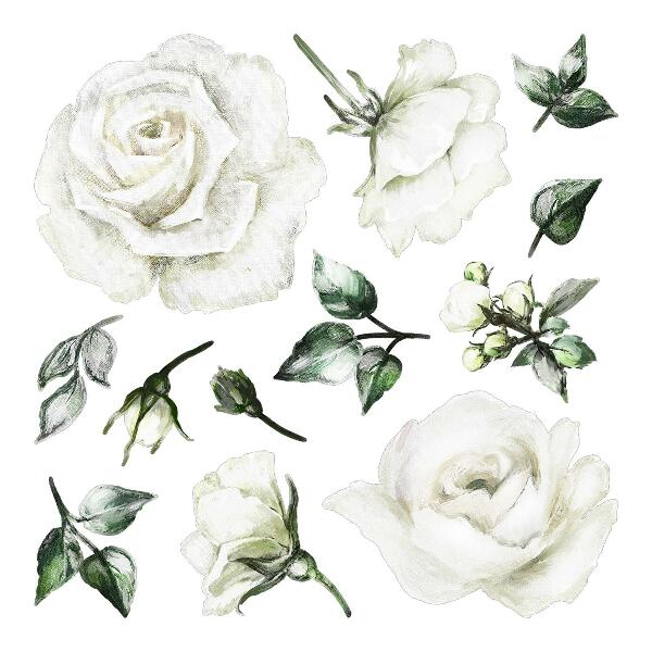 Wandaufkleber 100x172 Blumenmotive in Pastell-Aquarellen