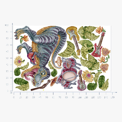 Wandtattoo 100x148 Musikalische Dinosaurier in Pastellfarben