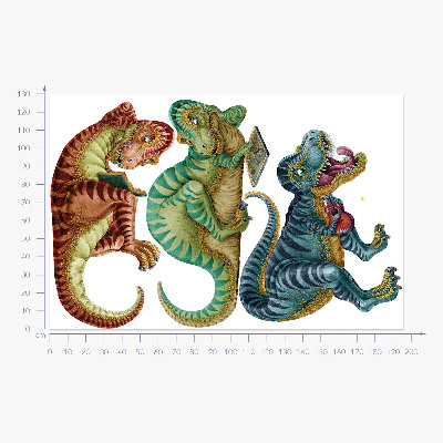 Wandtattoo 130x195 Dinosaurier in einer fröhlichen Cartoon-Version