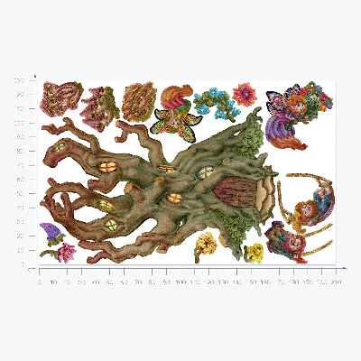 Wandtattoo 130x209 Waldzauberwesen und ein Baumhaus