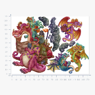 Wandtattoo 130x174 Eine Cartoon-Drachenfamilie