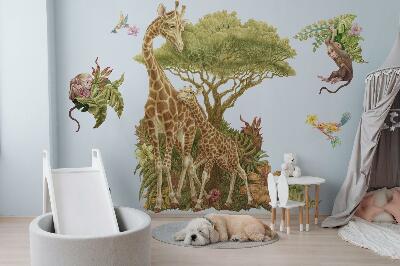 Wandtattoo 130x195 Safari in einer Pastellversion der wilden Natur
