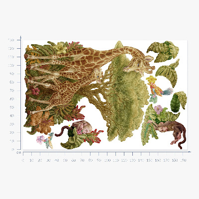 Wandtattoo 130x195 Safari in einer Pastellversion der wilden Natur