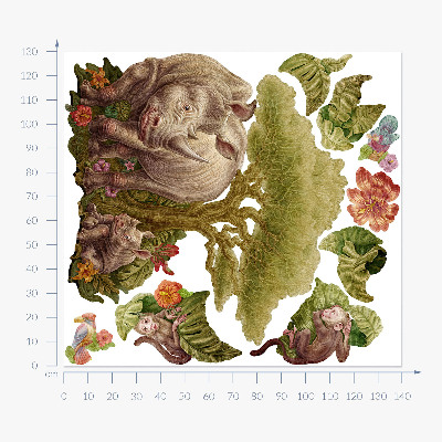 Wandtattoo 130x140 Wilde Safari in einer Pastellversion