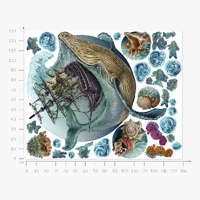 Wandtattoo 130x159 Ein Unterwassermärchen mit Meerestieren