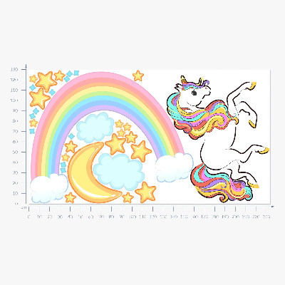 Wandtattoo 130x233 Buntes Einhorn am Regenbogenhimmel