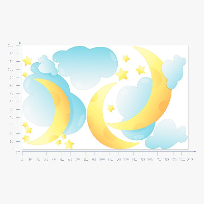 Wandtattoo 130x208 Nachthimmel mit dezentem Mond und Sternen