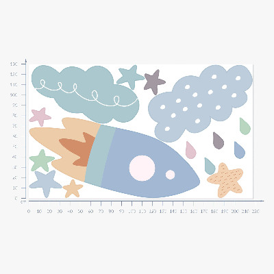 Wandtattoo 130x217 Weltraumpastellträume mit Sternen und Wolken
